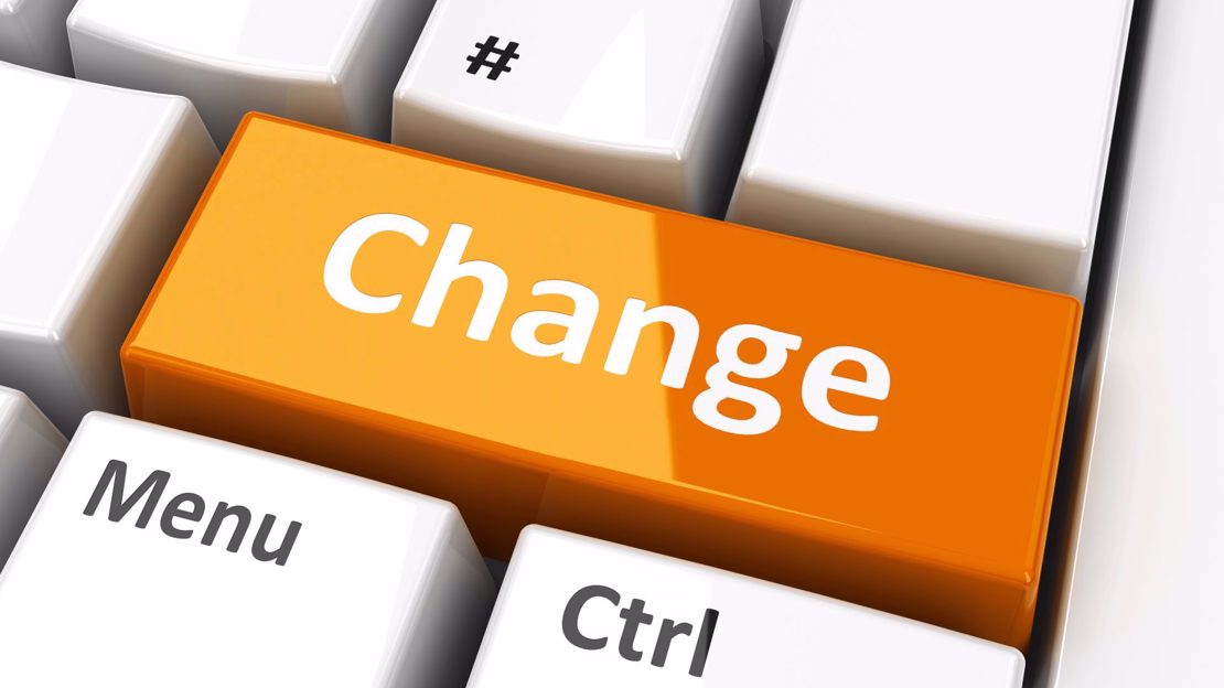 Shot of keyboard with focus on one key labelled 'Change'.
